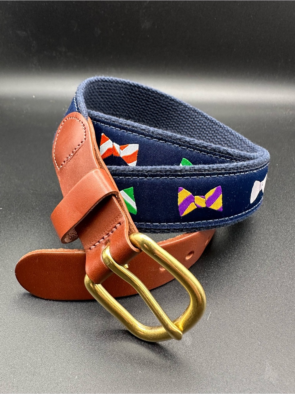 Leatherman USA Navy Bow Tie Ribbon Belt – Size 42, Brass Buckle, NWOT